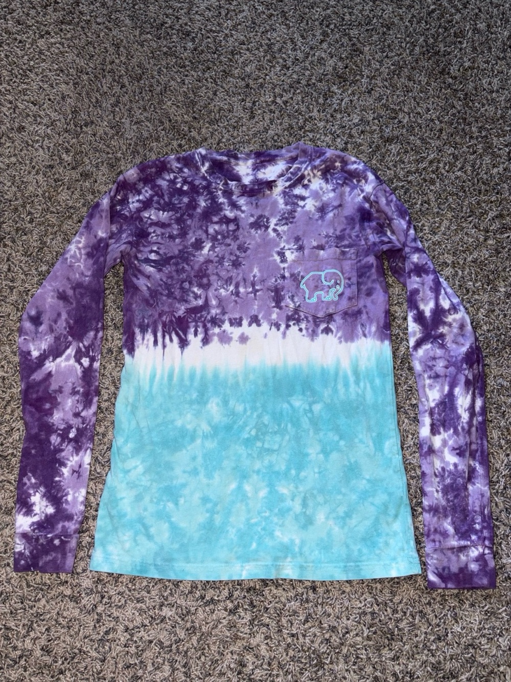 ivory ella Purple & Aqua Tie-Dye Long Sleeve Tee